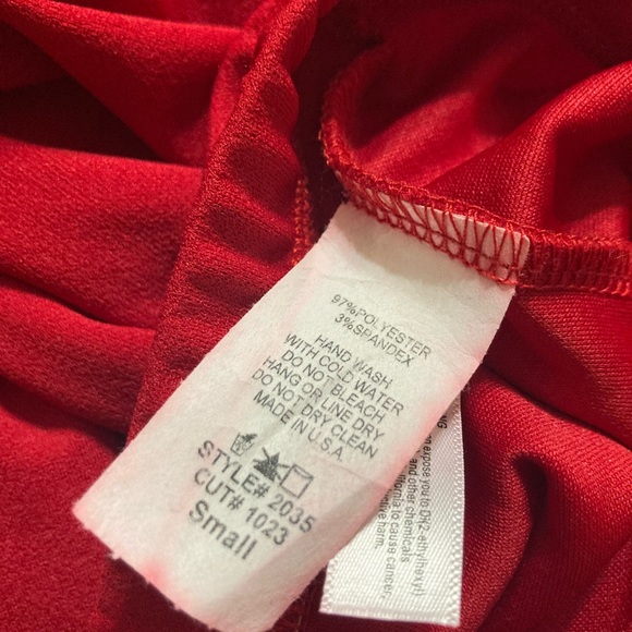 Red Solid Ruffle Flare Pants Vintage Disco Wide Leg Bell Bottom Pants Size S - Picture 2 of 4